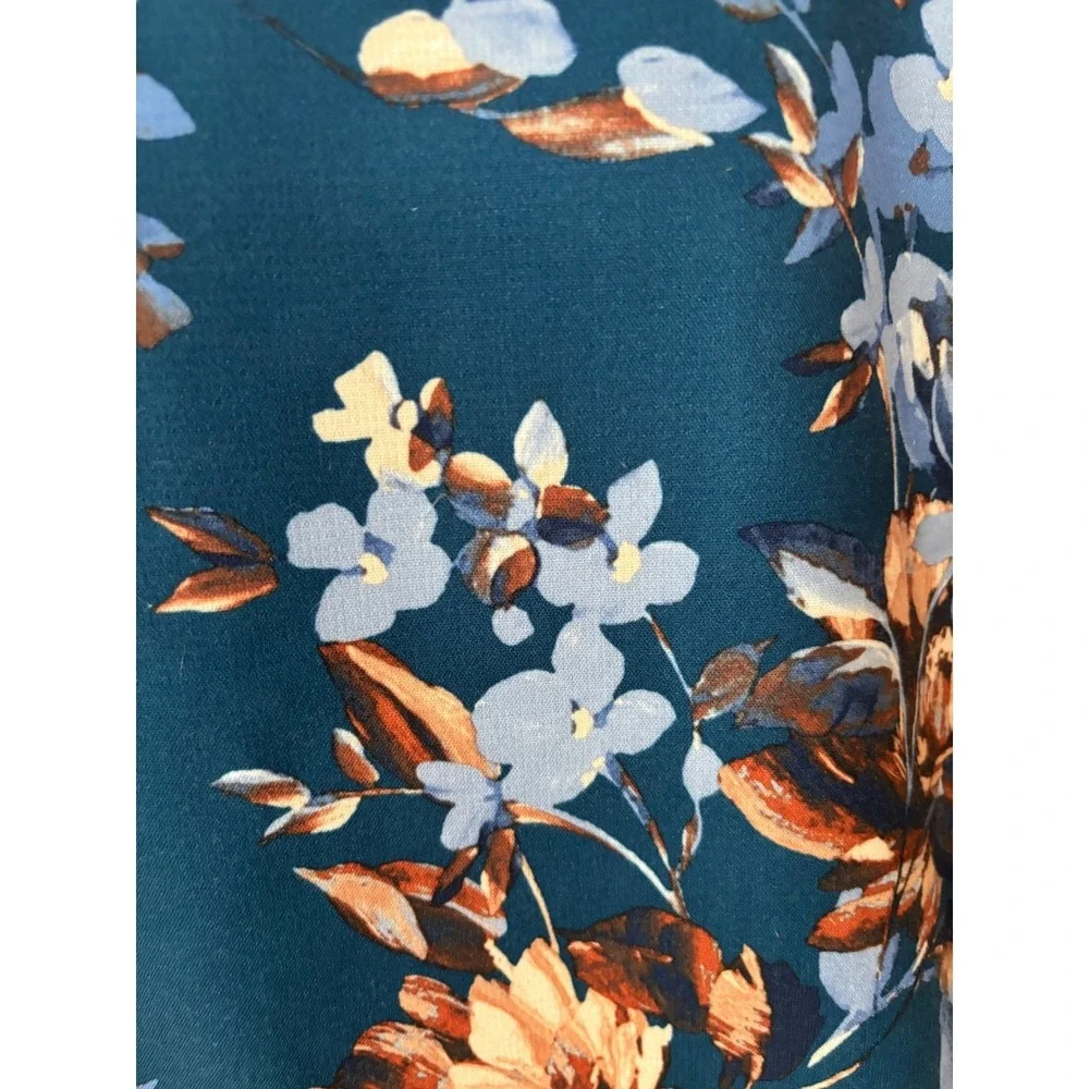 Talots‎ Womens Blue Floral Pencil Skirt Teal Knee Length Career Wear Size 6